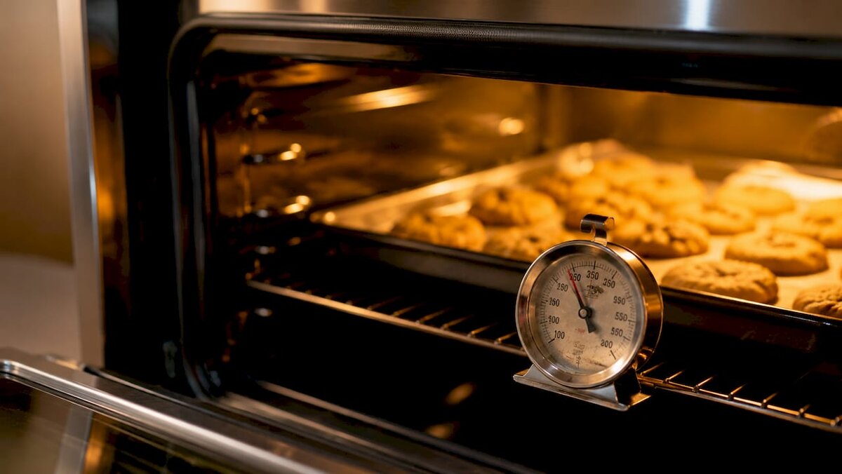 Termometar za pećnicu prikazuje temperaturu u kućnoj pećnici