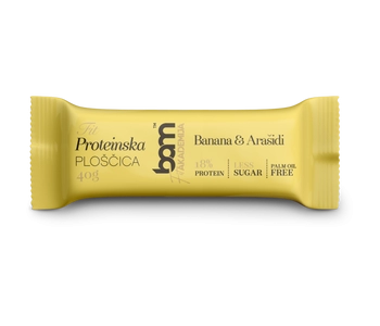 Proteinski pločica sa zaslađivačem, banana i kikiriki